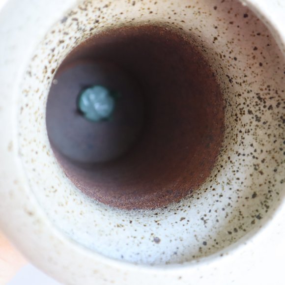 Vintage Handmade Speckled Ceramic Column Flare Rim Vase - Picture 8 of 12